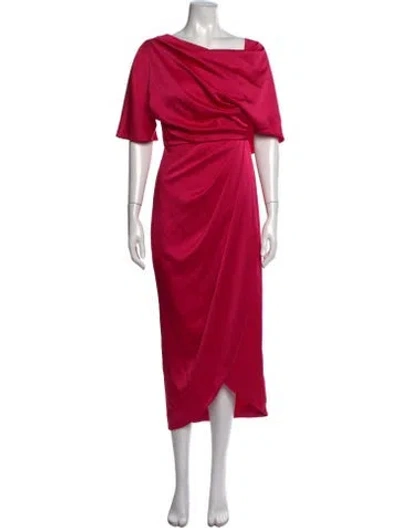 Pre-owned Theia Asymmetrical Midi Length Dress In Pink