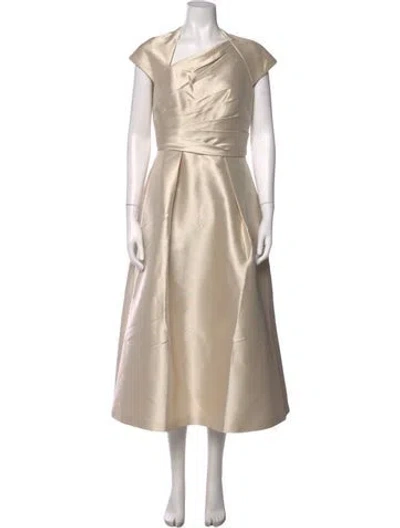 Pre-owned Theia Asymmetrical Midi Length Dress W/ Tags In Neutrals