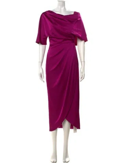 Pre-owned Theia Asymmetrical Midi Length Dress W/ Tags In Pink