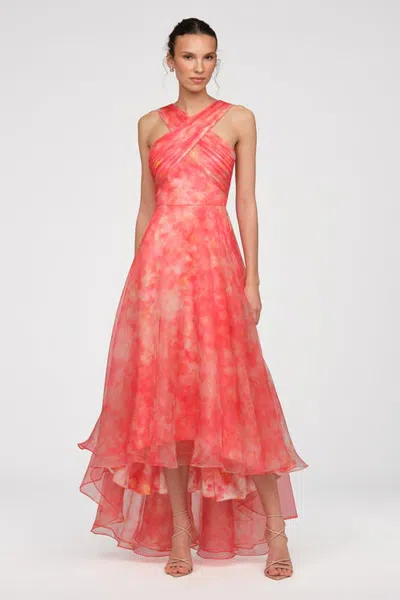 Theia Athena High-low Gown In Orange