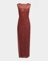 Theia Aura Beaded Bateau-neck Column Gown In Brown