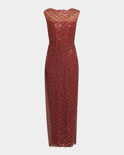 THEIA AURA BEADED BATEAU-NECK COLUMN GOWN