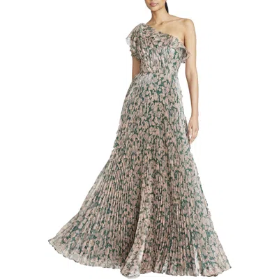 Theia Aurelia Womens Floral Print Silk Evening Dress