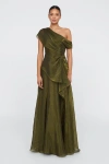 Theia Avalina Organza Lame Gown In Green