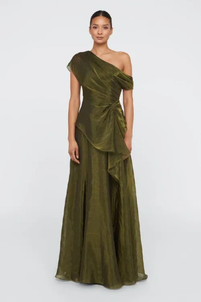 Theia Avalina Organza Lame Gown In Green