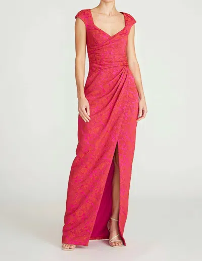 Theia Barbara Scoop Neck Column Gown In Petunia In Pink