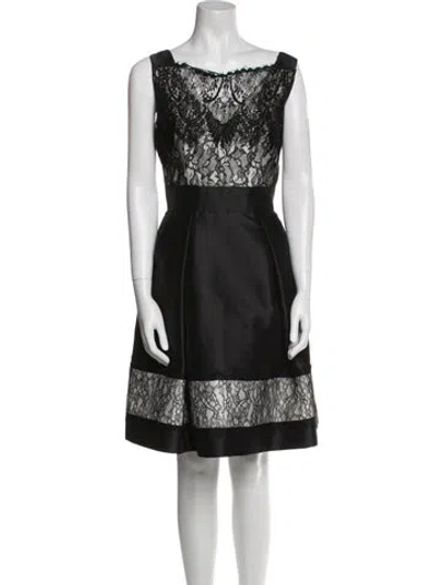 Pre-owned Theia Bateau Neckline Knee-length Dress In Black