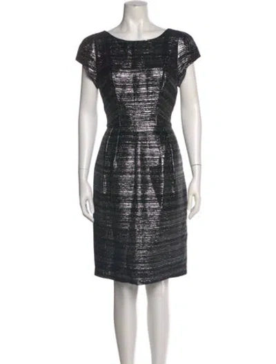 Pre-owned Theia Bateau Neckline Knee-length Dress In Black