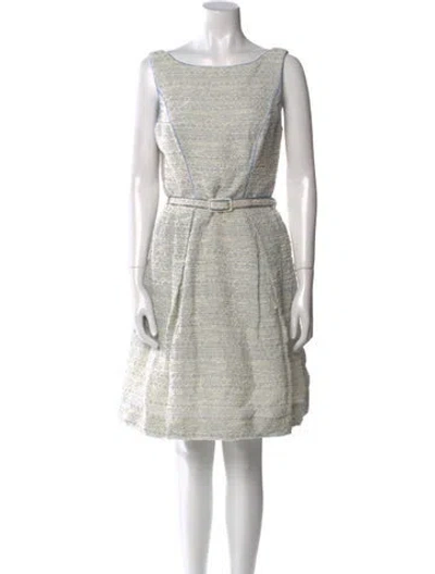 Pre-owned Theia Bateau Neckline Knee-length Dress In Blue