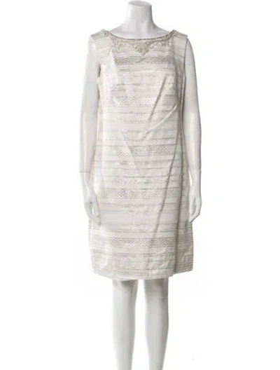 Pre-owned Theia Bateau Neckline Knee-length Dress W/ Tags In Multi