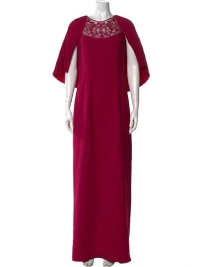 Pre-owned Theia Bateau Neckline Long Dress W/ Tags In Pink