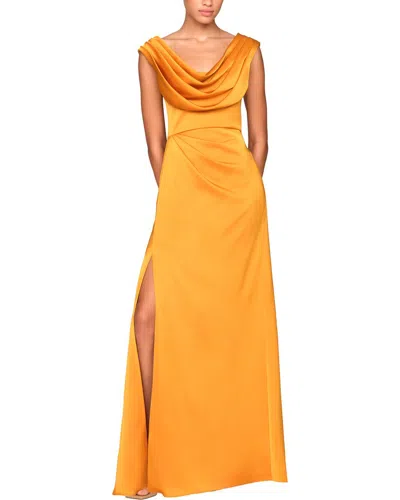 Theia Blair Cowl Draped Gown In Yellow