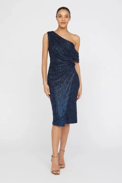 Theia Briella One Shoulder Cocktail In Blue
