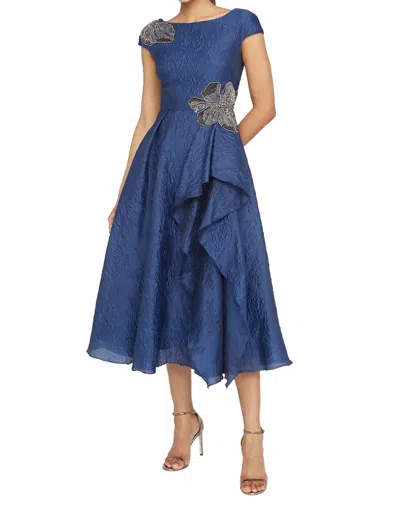 Theia Caity High Low Cocktail Dress In Midnight Celeste