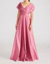 Theia Cecelia Draped A Line Gown In Vintage Primrose In Multi