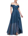 Theia Cecilia Pleated Off-shoulder Jacquard Gown