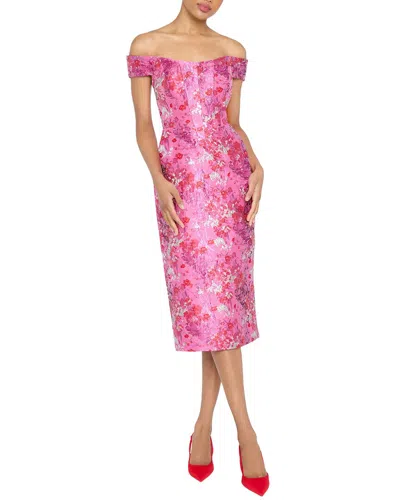 Theia Chantel Off Shoulder Dress In Pink