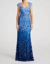 Theia Chelsea Ombre Petal Gown In Periwinkle/blue