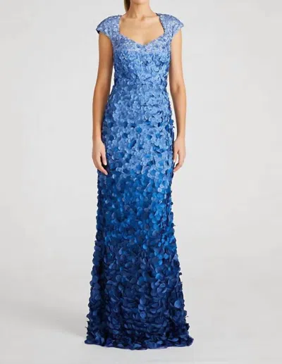 Theia Chelsea Ombre Petal Gown In Periwinkle/blue