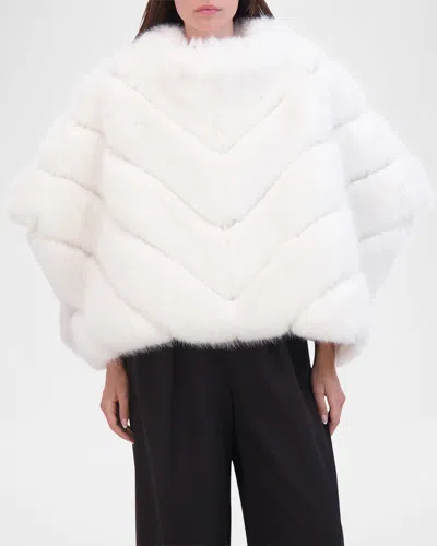 Theia Chevron Fox-like Faux Fur Cape In Multi
