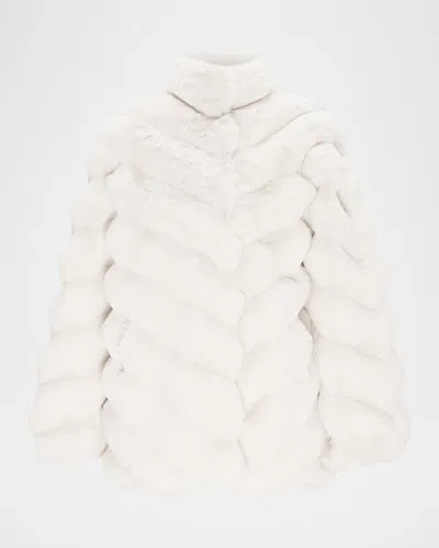 Theia Chinchilla Faux Fur Jacket In White