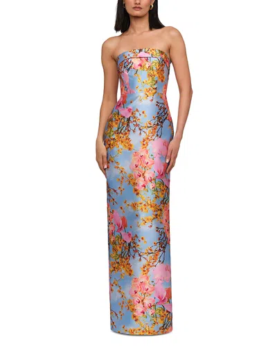 Theia Cleo Strapless Gown In Multi