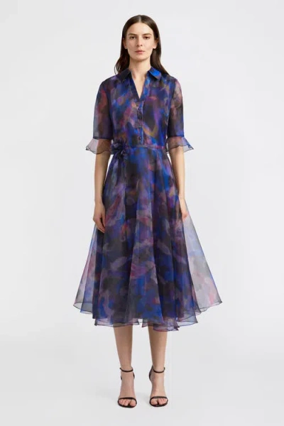 Theia Colette Shirt Dress In Blue