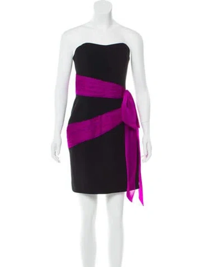 Pre-owned Theia Colorblock Pattern Mini Dress In Black