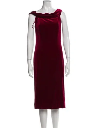 Pre-owned Theia Cowl Neck Knee-length Dress In Red