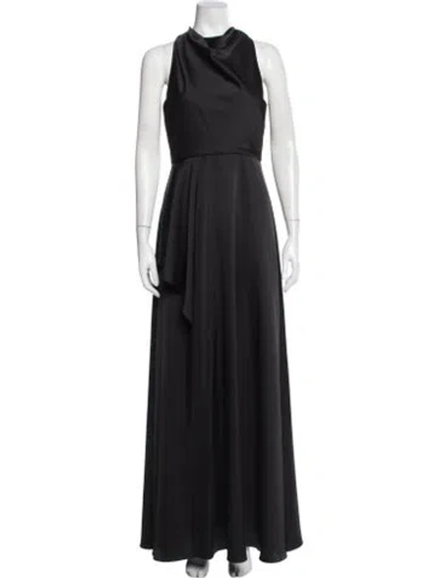 Pre-owned Theia Cowl Neck Long Dress In Black