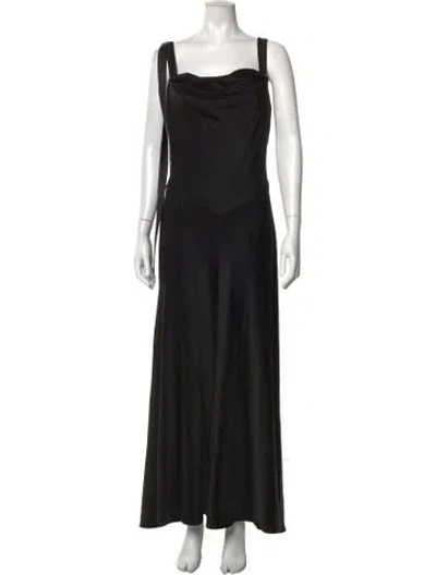 Pre-owned Theia Cowl Neck Long Dress In Black