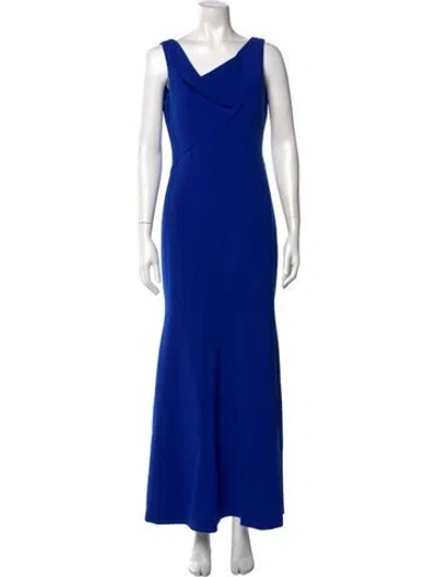 Pre-owned Theia Cowl Neck Long Dress In Blue