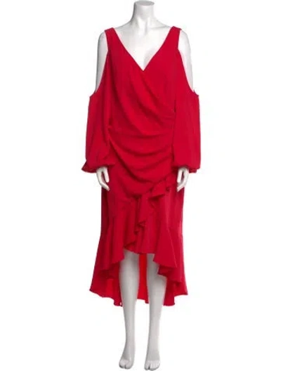 Pre-owned Theia Cowl Neck Long Dress In Pink