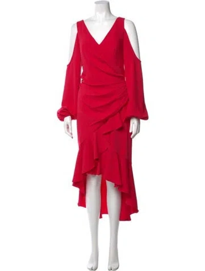 Pre-owned Theia Cowl Neck Long Dress In Pink