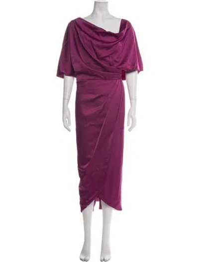 Pre-owned Theia Cowl Neck Midi Length Dress W/ Tags In Pink