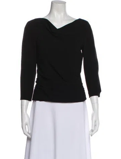 Pre-owned Theia Cowl Neck Three-quarter Sleeve Blouse In Black