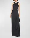 Theia Cressida Rhinestone-trim Halter Column Gown In Black