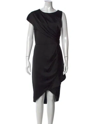 Pre-owned Theia Crew Neck Knee-length Dress In Black
