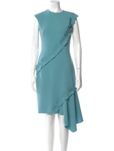Pre-owned Theia Crew Neck Knee-length Dress In Blue