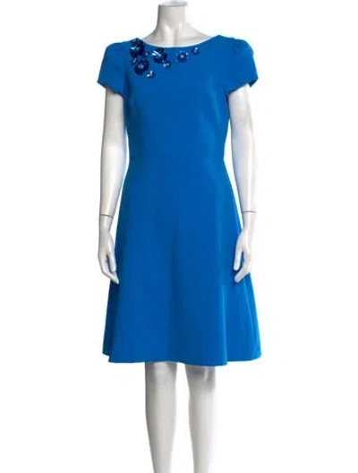 Pre-owned Theia Crew Neck Knee-length Dress In Blue