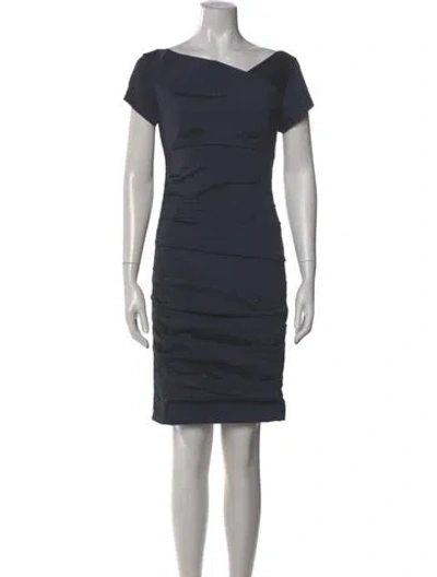 Pre-owned Theia Crew Neck Mini Dress In Gray