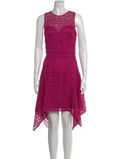 Pre-owned Theia Crew Neck Mini Dress In Pink