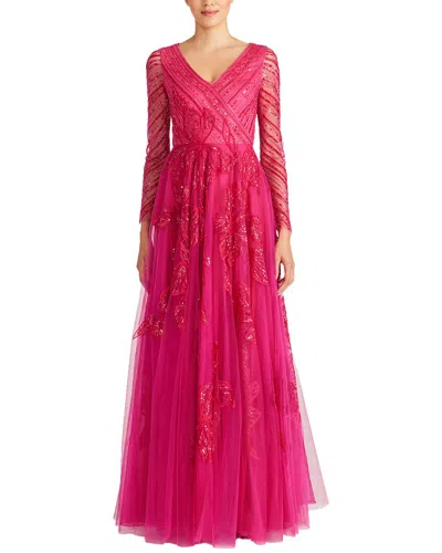 Theia Dahlia V Neck Beaded Gown