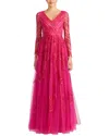 Theia Dahlia V Neck Beaded Gown