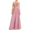 Theia Delphine Womens Pleated Polyester Evening Dress