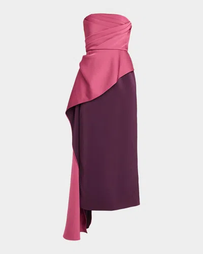 Theia Diane Strapless Draped Gown In Multi