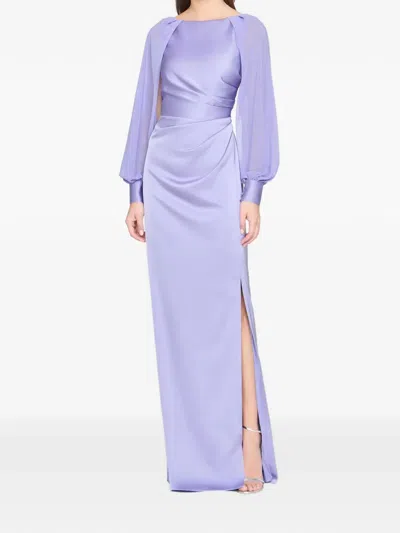 Theia Draped Column Dress In Purple