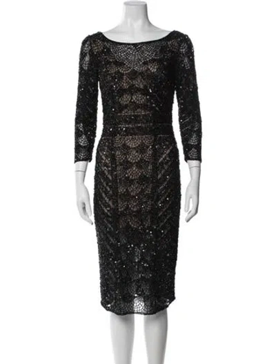 Pre-owned Theia Dress In Black