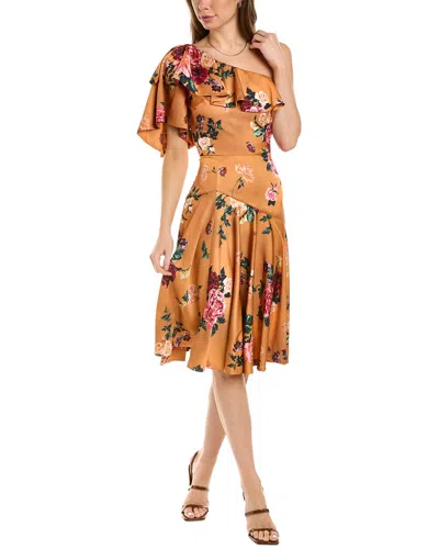 Theia Elora Printed Cocktail Dress In Brown