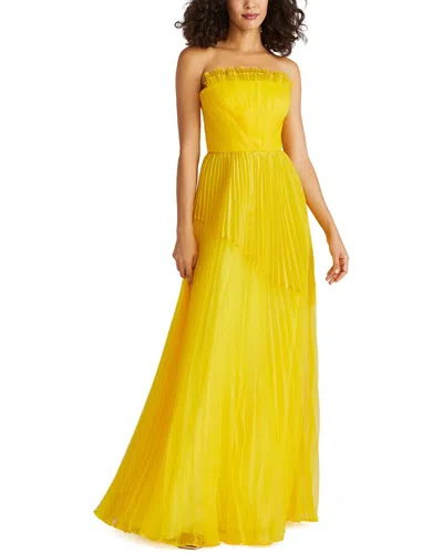 THEIA THEIA ENVER PLEATED STRAPLESS GOWN
